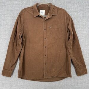Katin Corduroy Button Down Shirt Mens Size MD Brown Long Sleeve Cotton Boho